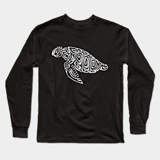 White Turtle Tattoo Style Plum-Purple Background Long Sleeve T-Shirt